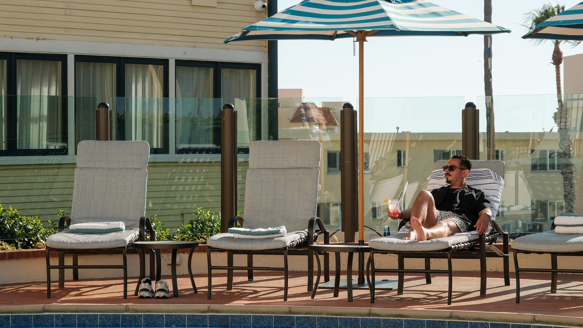 Coastal hotel property at golden hour